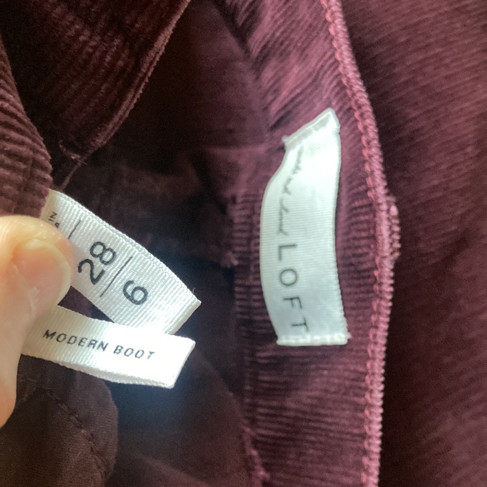 LOFT Corduroy Burgundy Pants - Picture 2 of 5